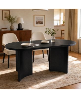65.35" Modern Oval MDF Dining Table with Curved Legs