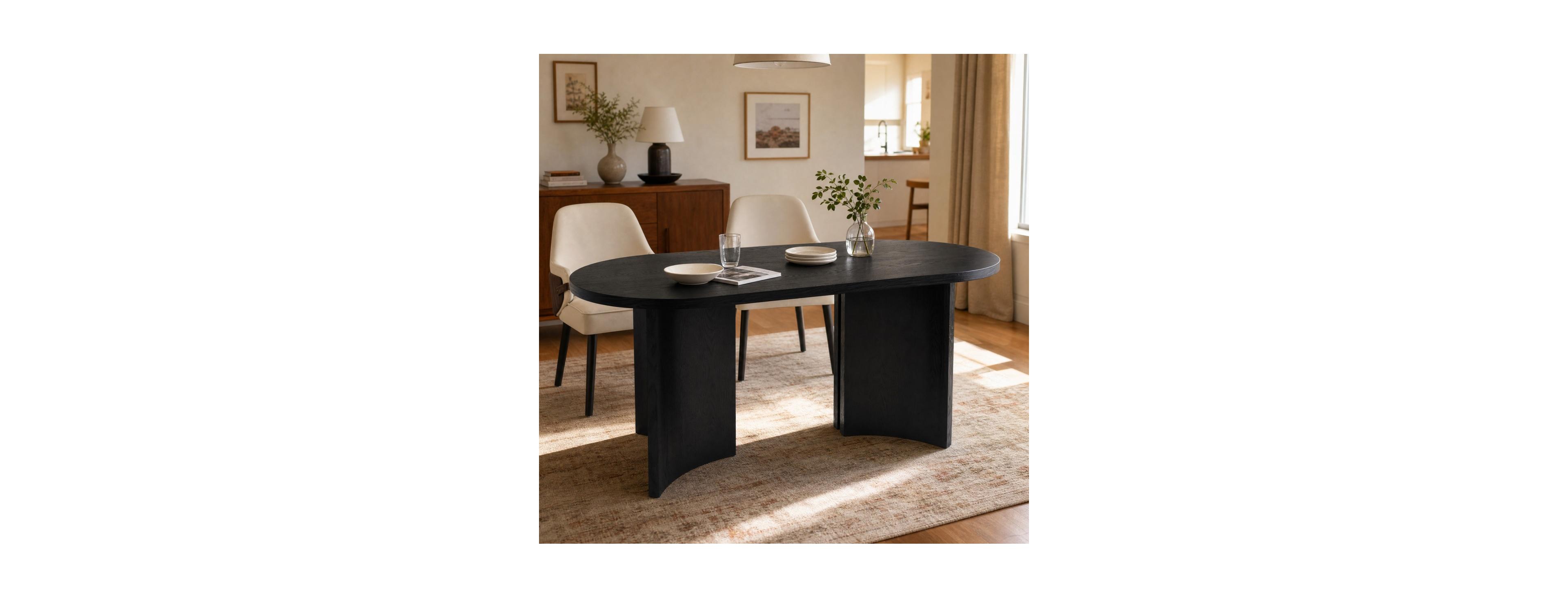 Streamdale Furniture 65.35" Modern Oval Mdf Dining Table with Curved Legs