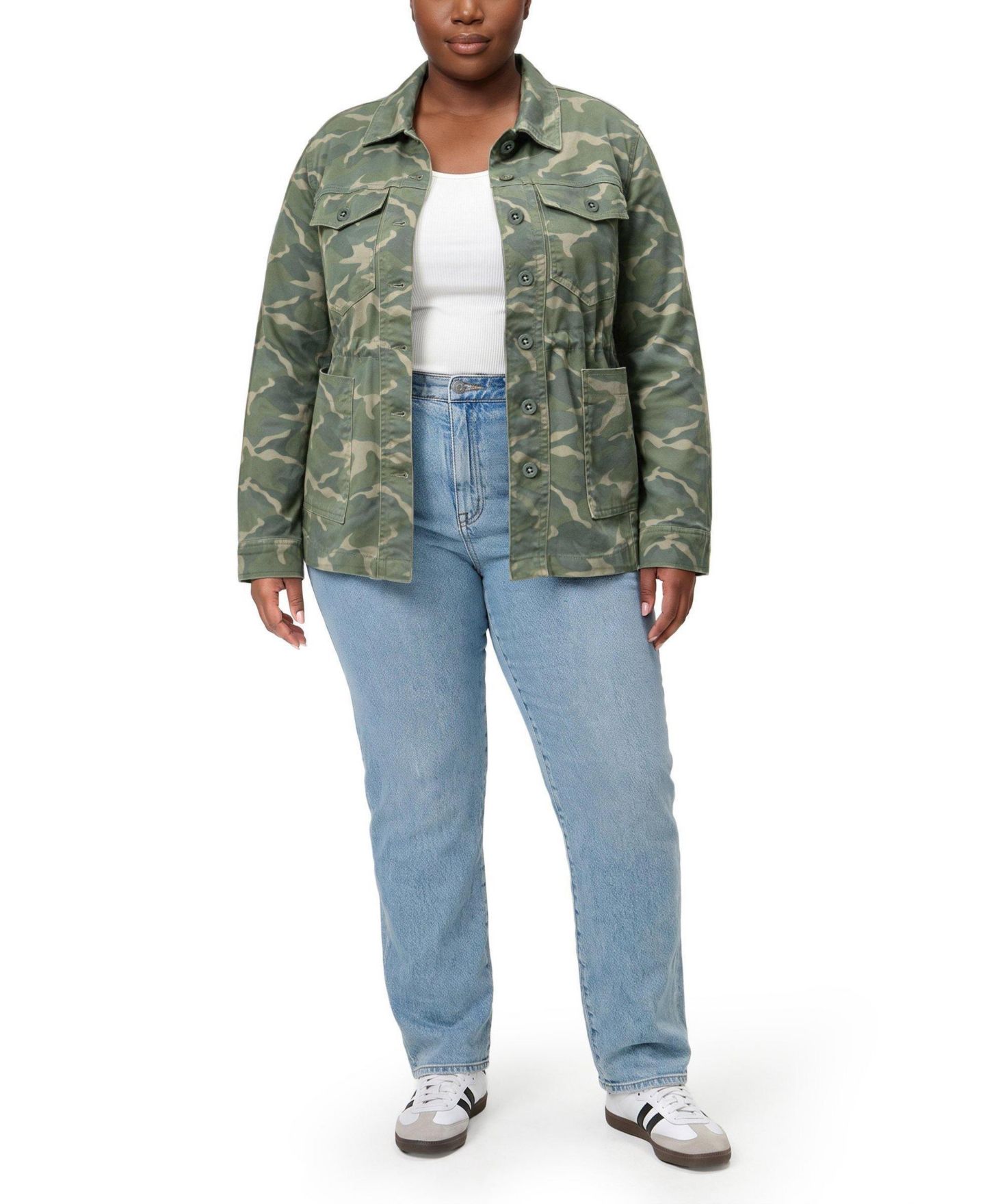 Женская куртка Torrid Plus Size Twill Long-Sleeve Anorak, цвет: Камуфляжный — фото 3