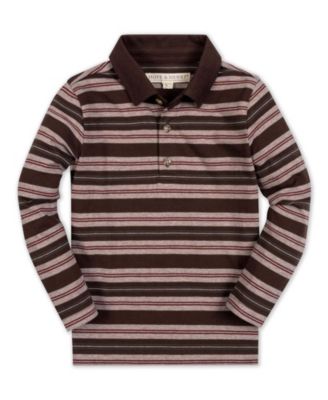 Boys' 4-20 Striped Organic Cotton Long-Sleeve Polo Shirt