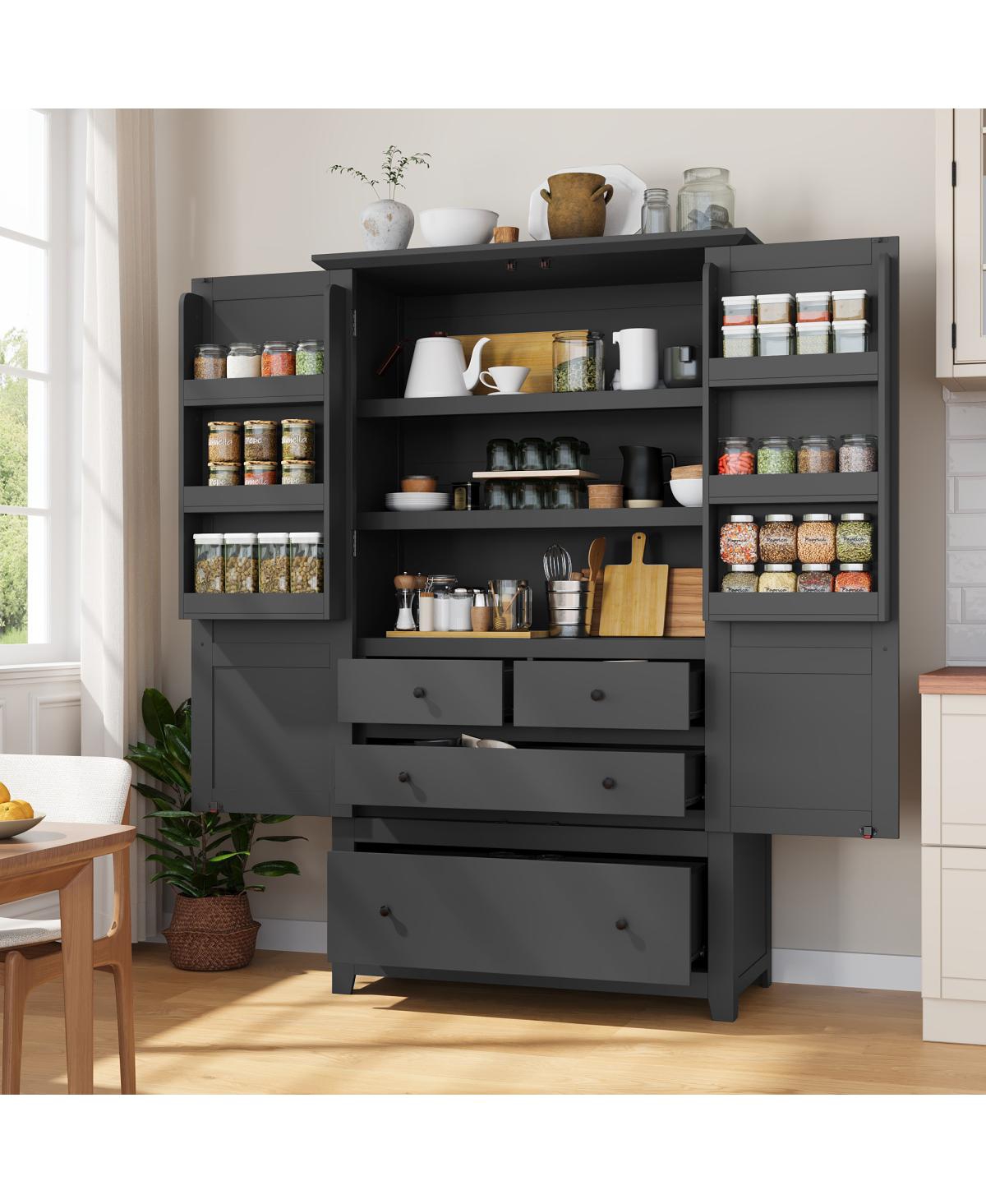Streamdale Furniture 72" Farmhouse Kitchen Pantry Cabinet with Drawers and Shelves - Gray