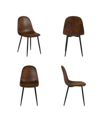 Set of 4 Faux Suede Steel Dining Side Chairs