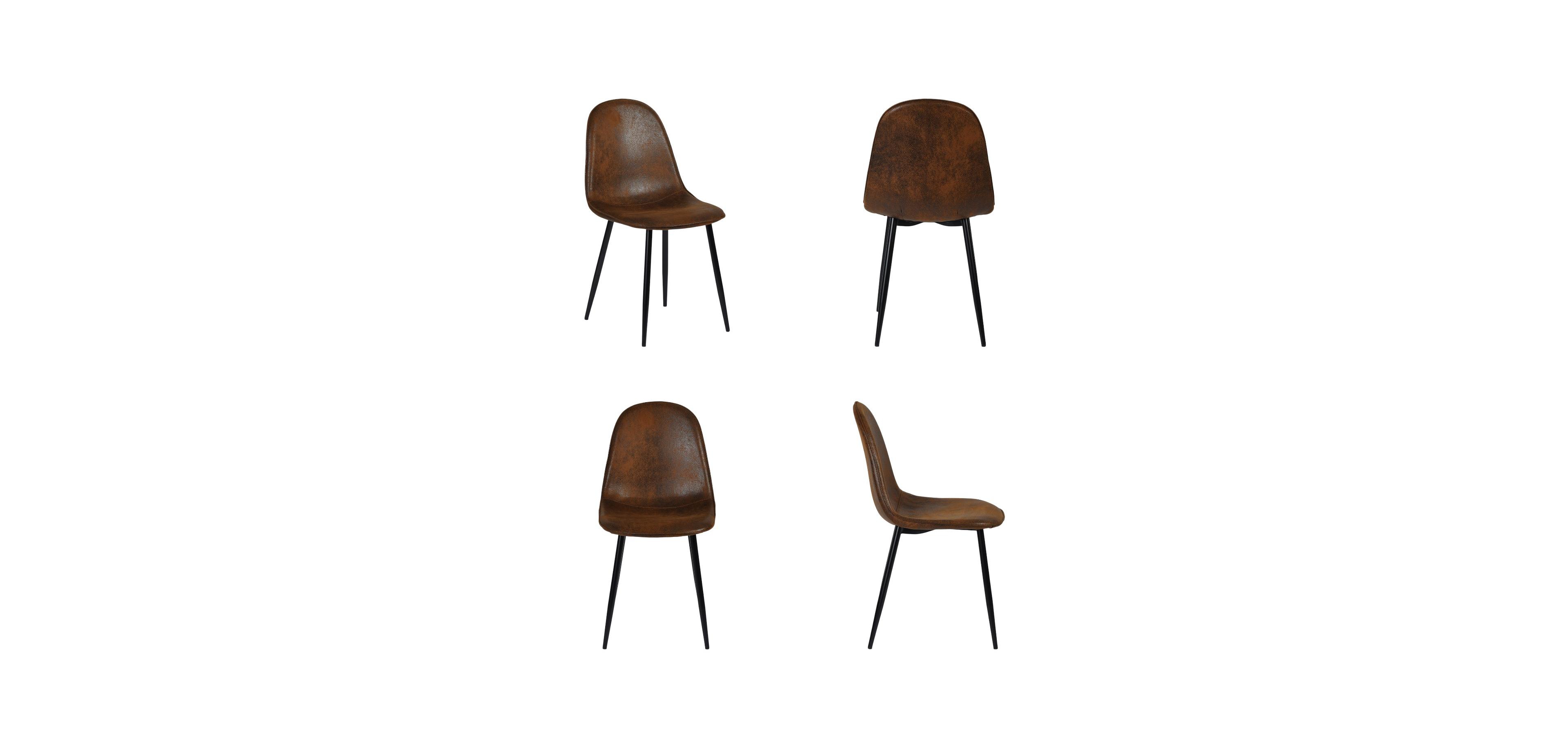 HomeRoots Set of 4 Faux Suede Steel Dining Side Chairs