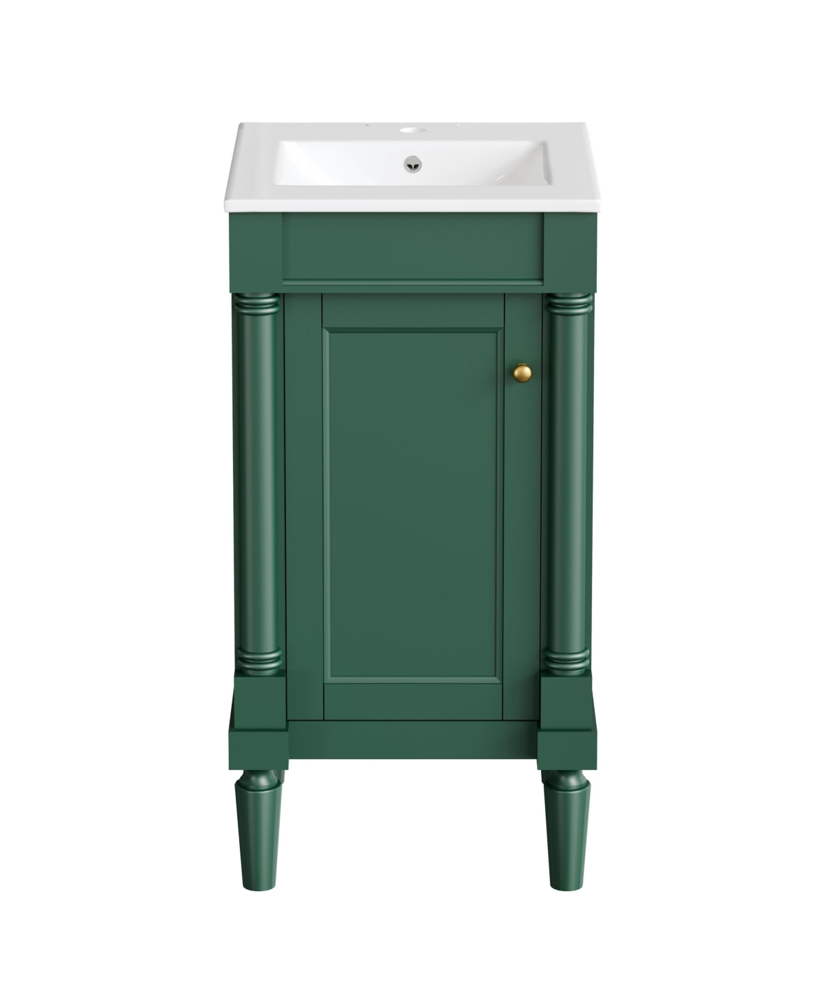 Sillysis 18 Inch Freestanding Bathroom Vanity, Mdf Cabinet with Solid Wood Legs, Ceramic Integrated Sink - Green