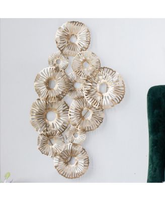 24" x 42" Abstract Iron Wall Decor With Circular Coral Motif