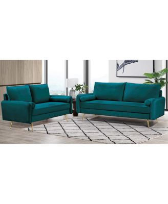 2-Piece Modern Velvet Sofa and Loveseat Set with Legs