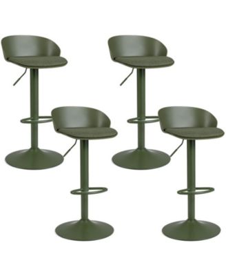 Set of 4 Adjustable Swivel Bar Stools with Wrap-Around Back and Footrest