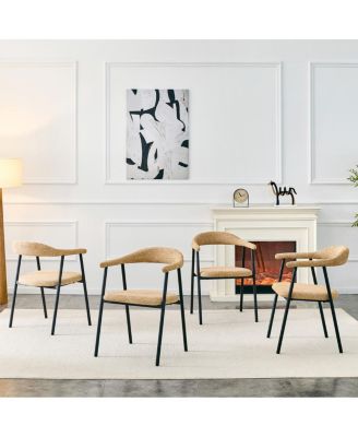 Fabric Dining Chairs with Metal Legs, 4-Piece Set