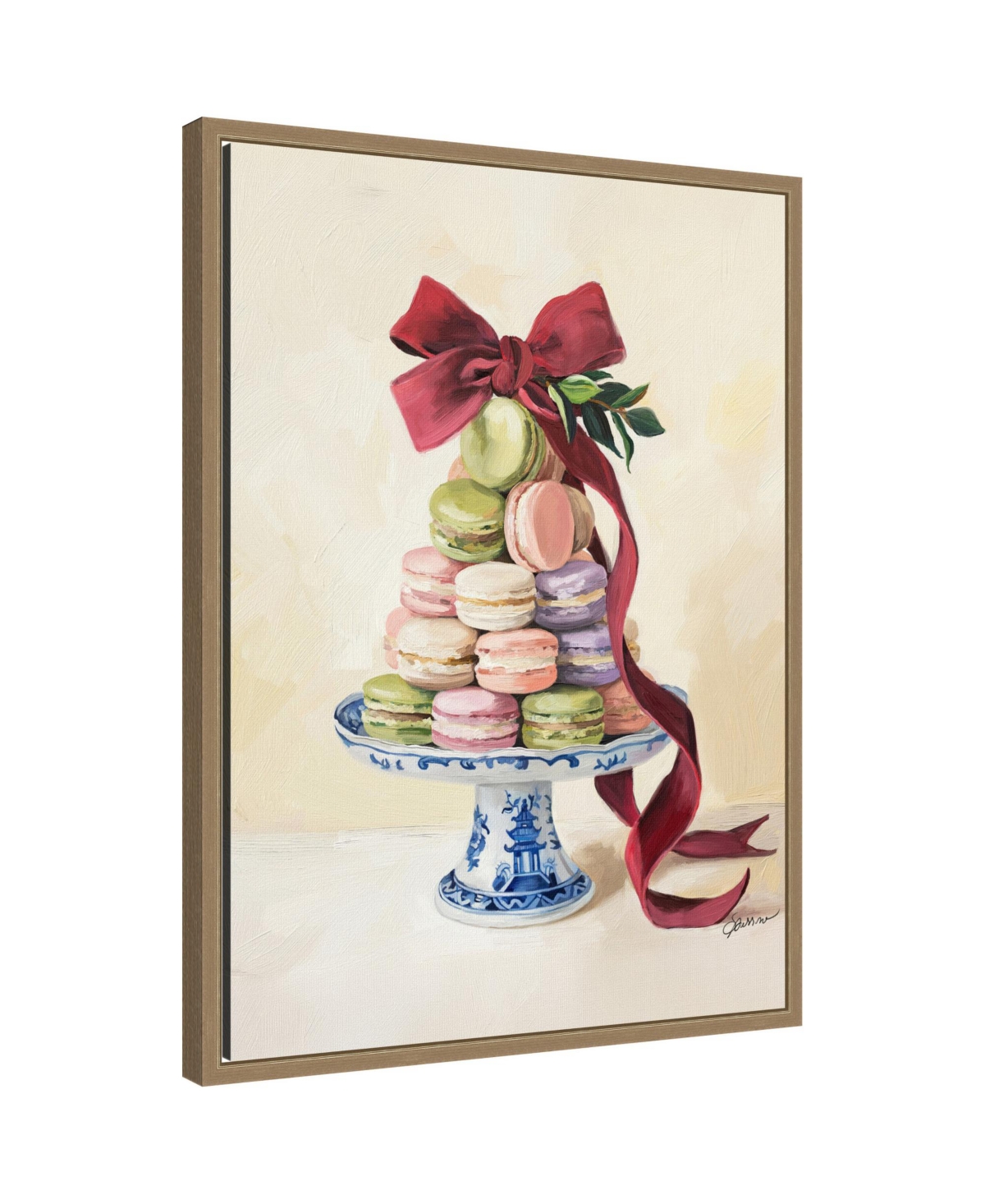 Kate and Laurel Oh Macaroon by Mary Sparrow Framed Canvas Wall Art Print