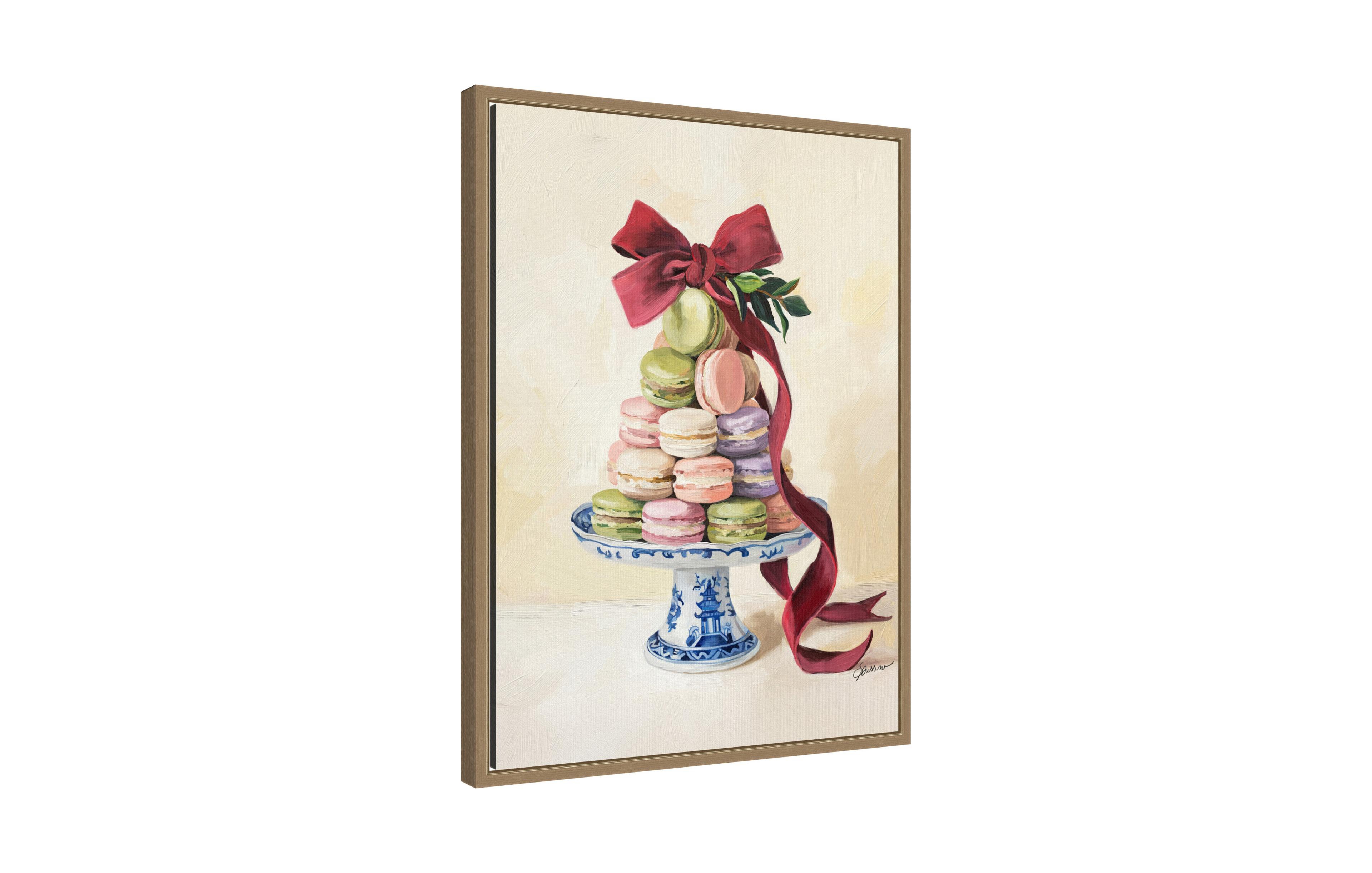 Kate and Laurel Oh Macaroon by Mary Sparrow Framed Canvas Wall Art Print