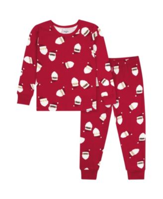 Boys' and Girls' 2T-5T Santa Faces Holiday Long-Sleeve Cotton-Blend Top and Pants, 2-Piece Set