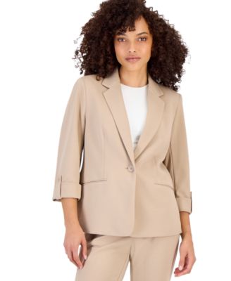 Petite 3/4-Sleeve One-Button Blazer