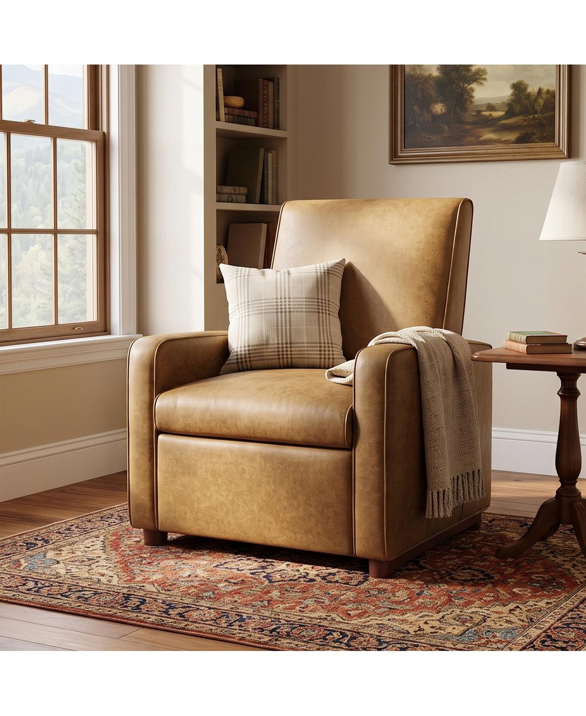 Streamdale Furniture Manual Pu Leather Recliner Chair with Walnut Legs