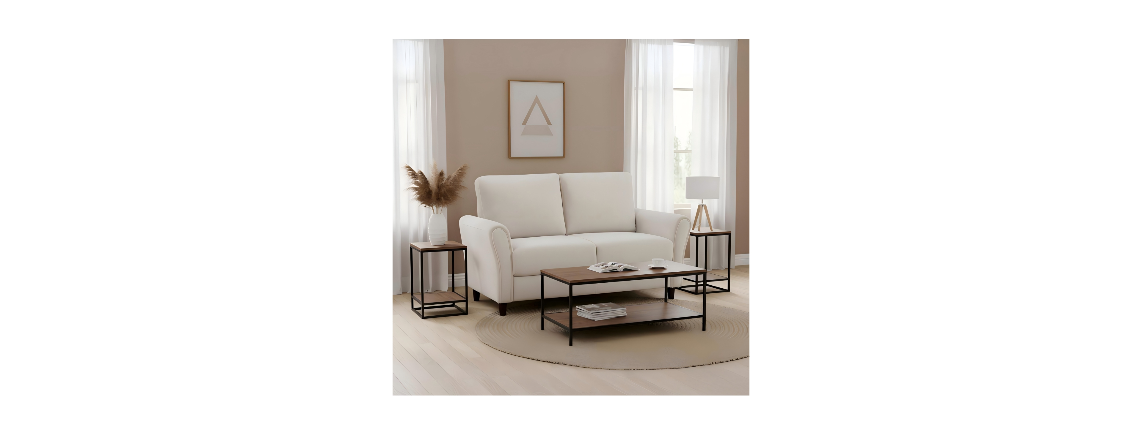 Streamdale Furniture Patricia Curved Arm Mid-Century Modern 2-Seater Loveseat Sofa