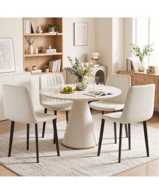 Set of 4 PU Leather Wave Pattern Dining Chairs