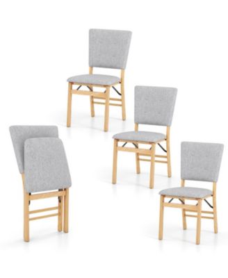 Set of 4 Armless Foldable Kitchen Chairs with Padded Seat and Tilt Backrest