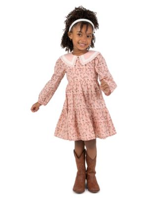 Girls' 2T-6X Floral-Print Long-Sleeve Dress