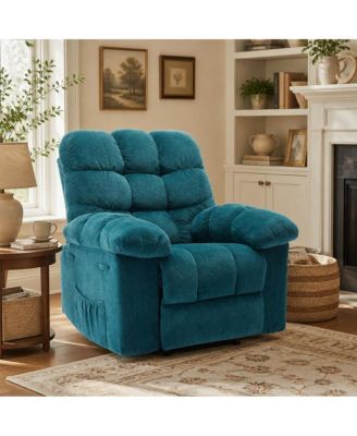Manual Recliner Chair for Living Room, Reclining Sofa Chair with Side Pocket and Sturdy Steel Frame