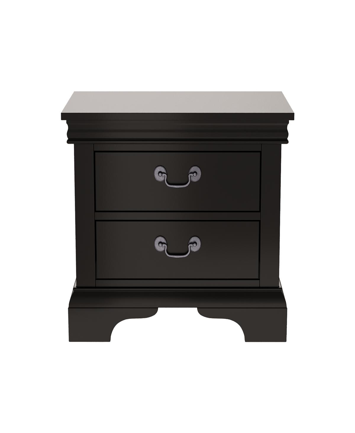 Streamdale Furniture Classic Wooden Nightstand, 2 Storage Drawers, 22"L, Solid Wood - Black