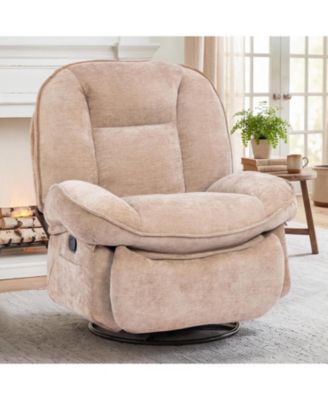 Oversized 360degree(s) Swivel Rocker Recliner Chair for Adults - Massage and Heating - Smooth Recline for Living Room Comfort