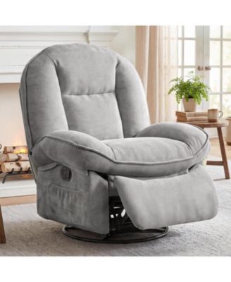 Oversized 360degree(s) Swivel Rocker Recliner Chair for Adults - Massage and Heating - Smooth Recline for Living Room Comfort