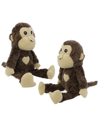 Safari Monkey 2 Pack, Durable Plush Squeaky Dog Toy