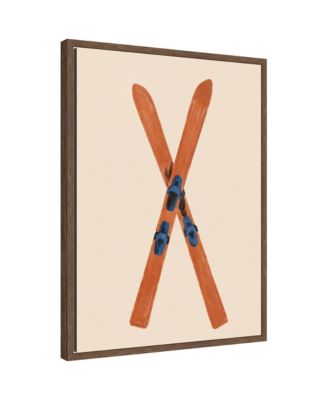 Crossed Skis by Laura Moss Framed Canvas Wall Art Print