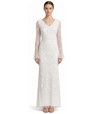 Women's Bridal Beaded Bell-Sleeve Gown