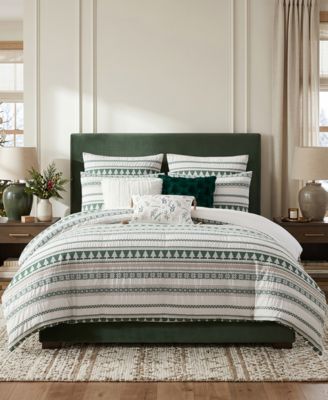 Pine Tree Jacquard Textured 3-Piece Duvet Cover Set, Full/Queen