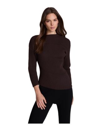 Women's Long-Sleeve Mock-Neck Asymmetric-Hem Sweater