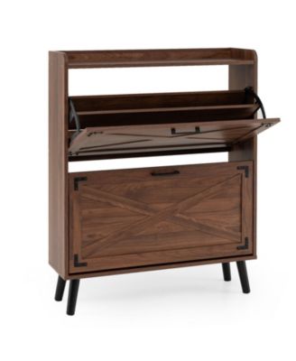 Narrow Shoe Cabinet with Adjustable and Removable Shelves for Entryway