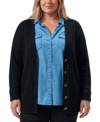 Plus Size Ribbed V-Neck Cardigan
