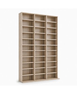 11-Tier Media Storage Tower 33 Compartments Adjustable Shelves Slim Floor Standing Home Office