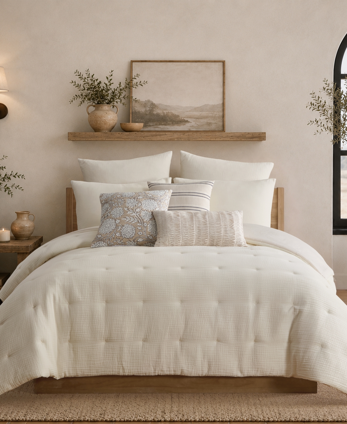 Levtex Home Muslin Textured 3-Piece Comforter Set, Full/Queen