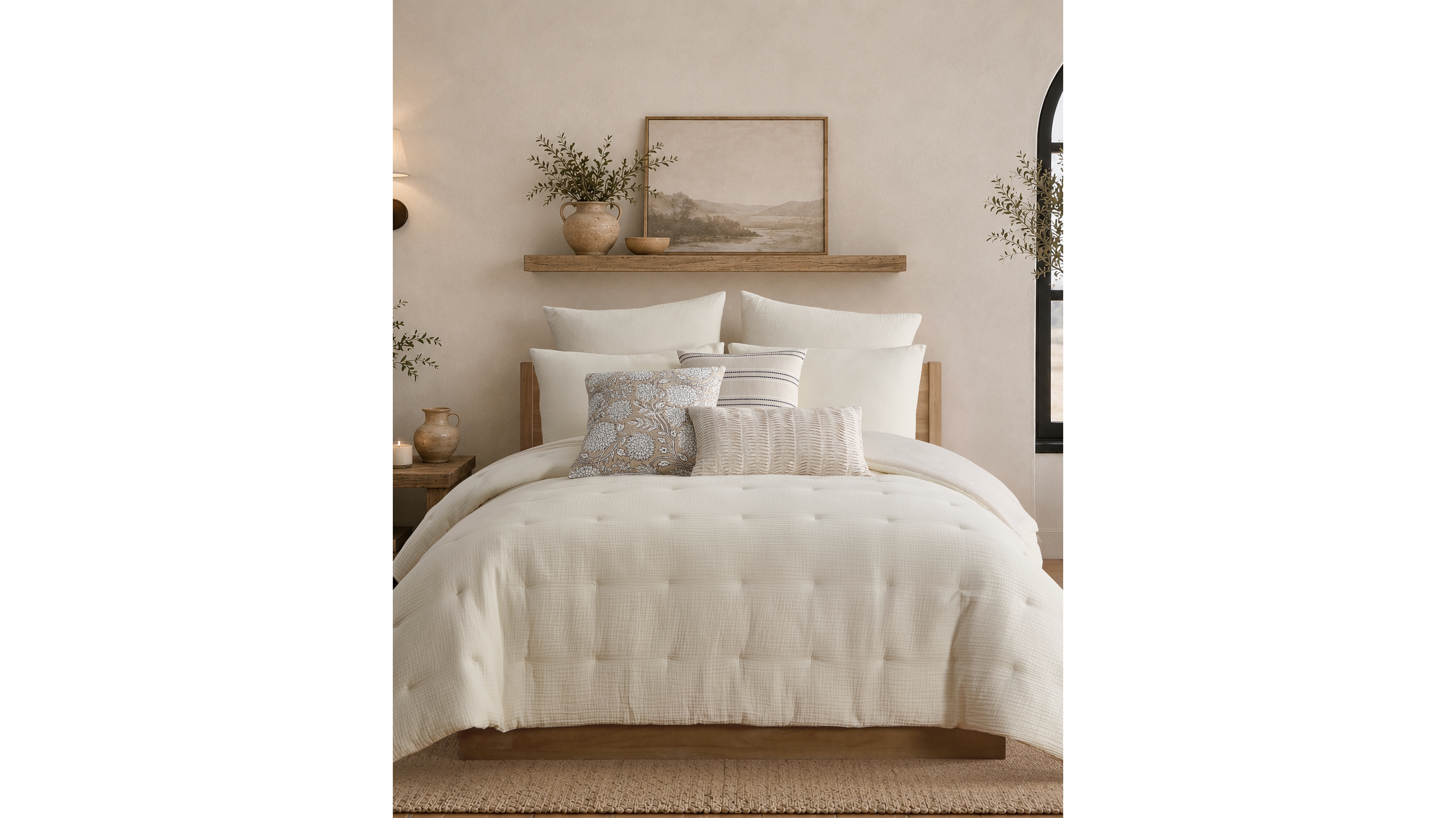Levtex Home Muslin Textured 3-Piece Comforter Set, Full/Queen