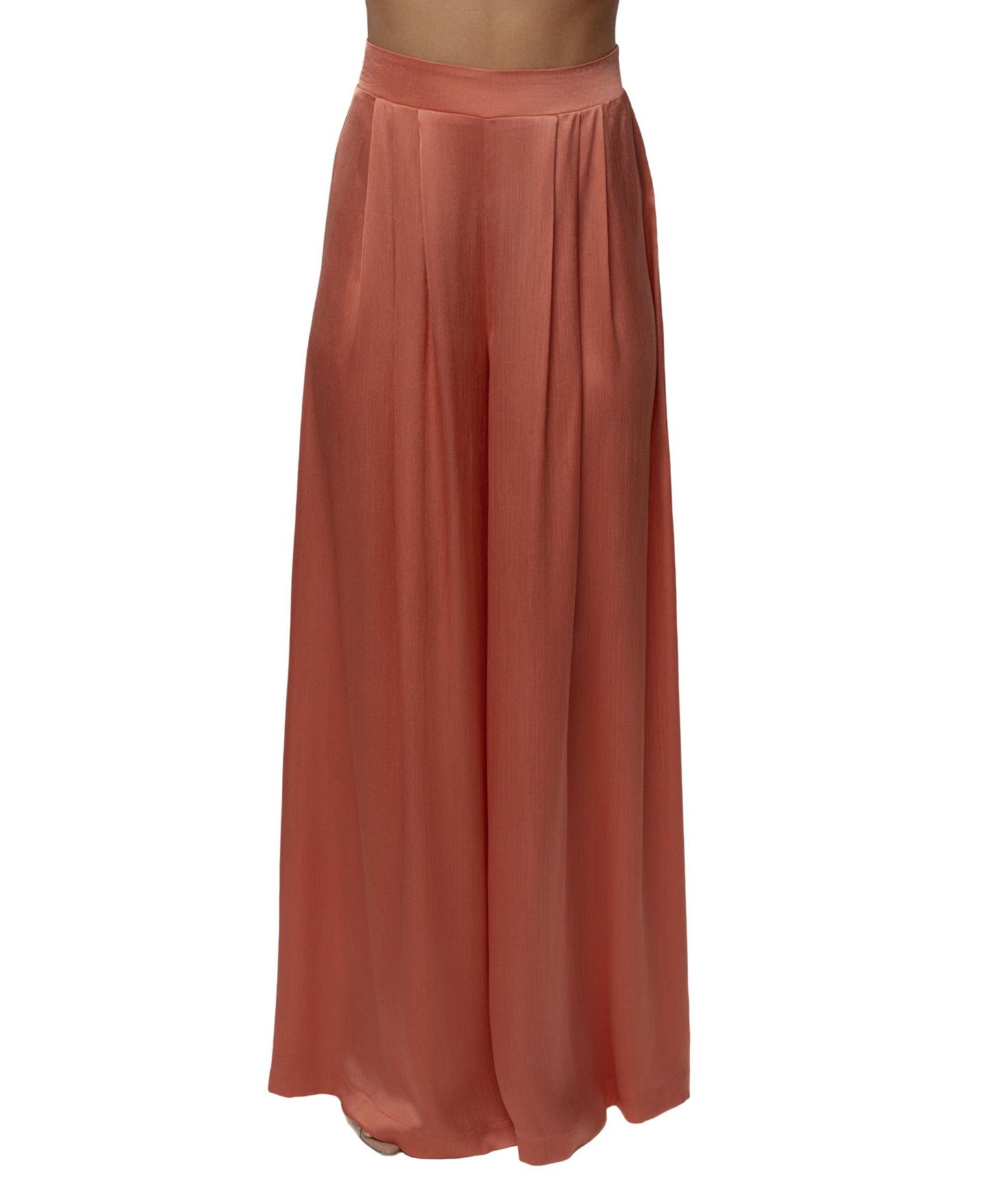 Женский комплект JLUXLABEL Cascade Halter-Neck Wide-Leg Satin Blouse and Pants, 2-Piece Set, цвет: Лососевый — фото 5