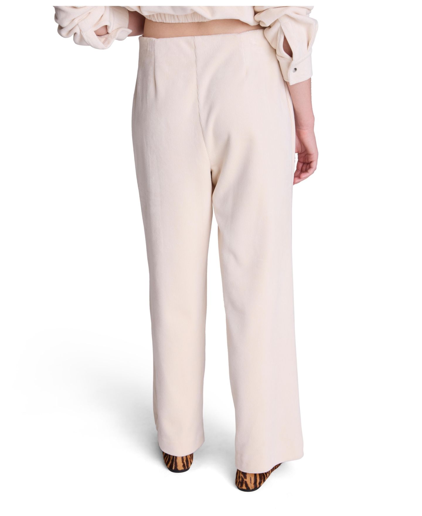 Женские брюки Kenneth Cole Hollywood Waist High-Waisted Wide-Leg Ribbed Fleece, цвет: Устричный — фото 4