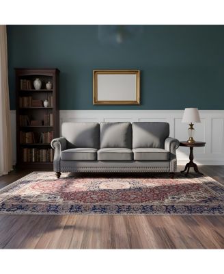 3 Seater Velvet Sofa with Nailhead Trim and Turned Wood Legs