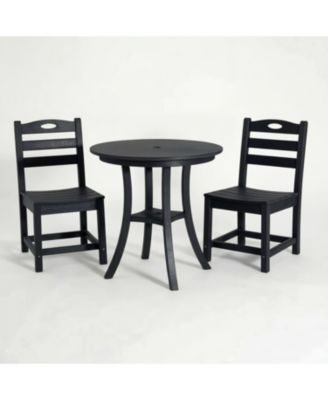 HDPE 3-Piece Outdoor Patio Bistro Set Round Table with 2 Chairs Small Space Bistro Set