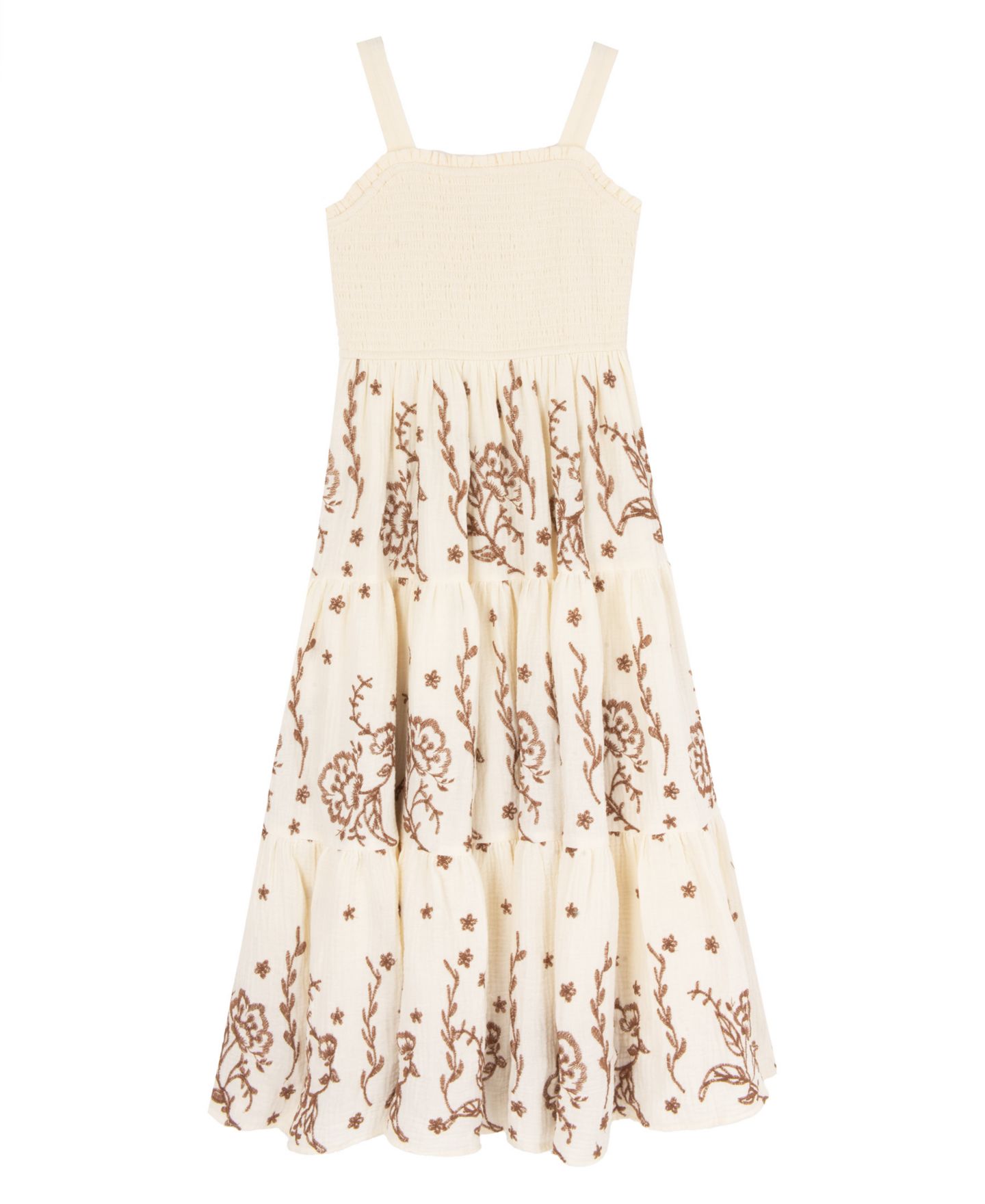 Платья Rare Editions Embroidered Tiered Maxi Dress and Jacket, 2-Piece Set для девочек, цвет: Коричневый — фото 5