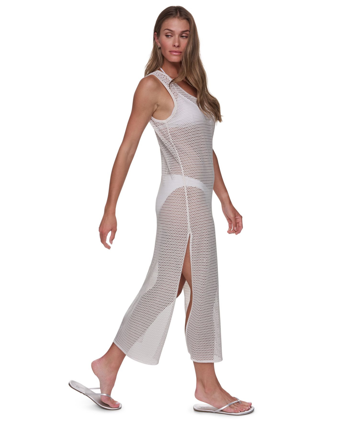 Женское платье DKNY Mesh Maxi Dress Swim Cover-Up, цвет: Чёрный — фото 12