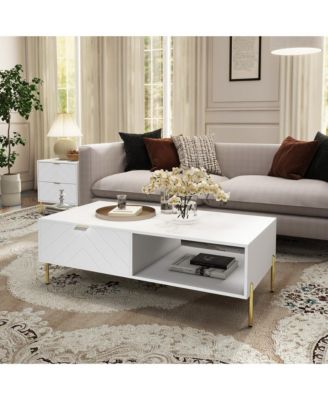 Mid-Century Modern Coffee Table with Double Drawers