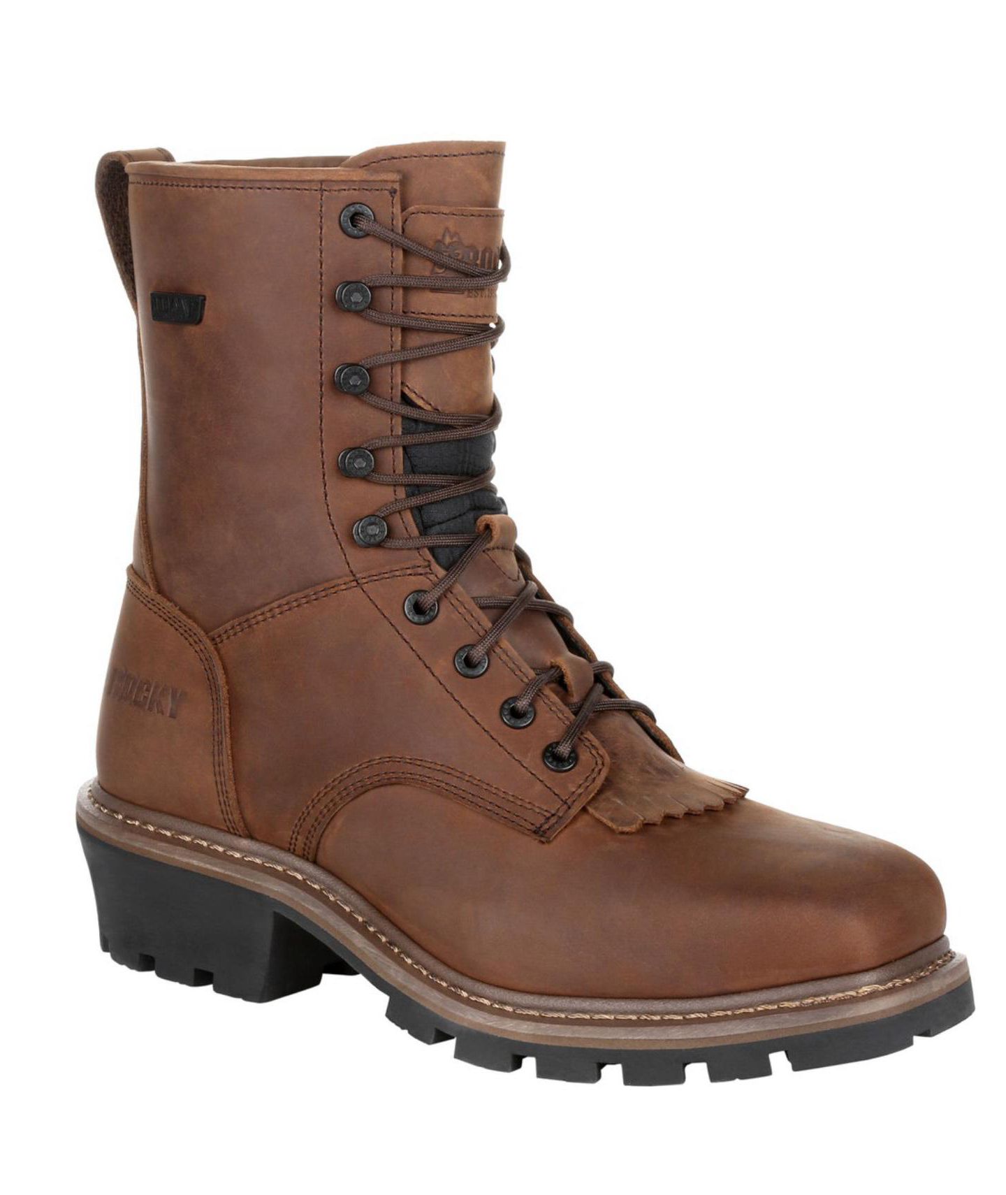 Мужские ботинки ROCKY Square Toe Logger Waterproof Work Boot, цвет: Тёмный коричневый — фото 8