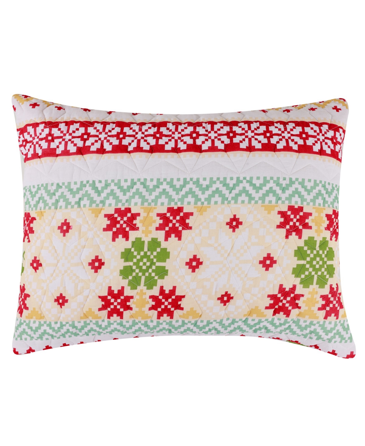 Greenland Home Fashions Fair Isle Snow Holiday Quilted Pillow Sham, King