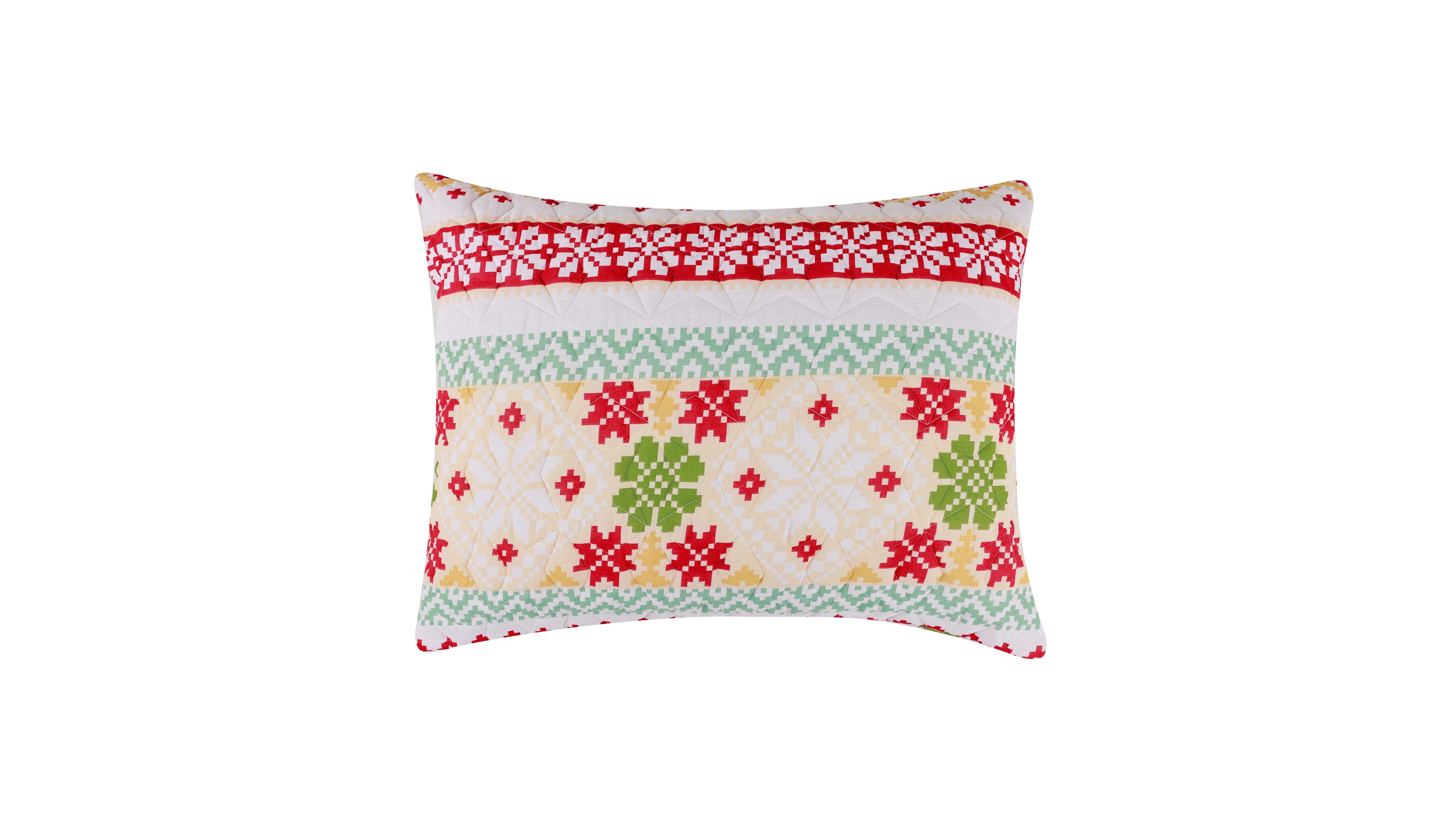 Greenland Home Fashions Fair Isle Snow Holiday Quilted Pillow Sham, King