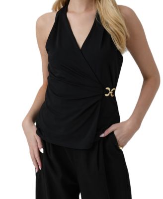 Women's Jazlyn Pleated Halter Sleeveless Top