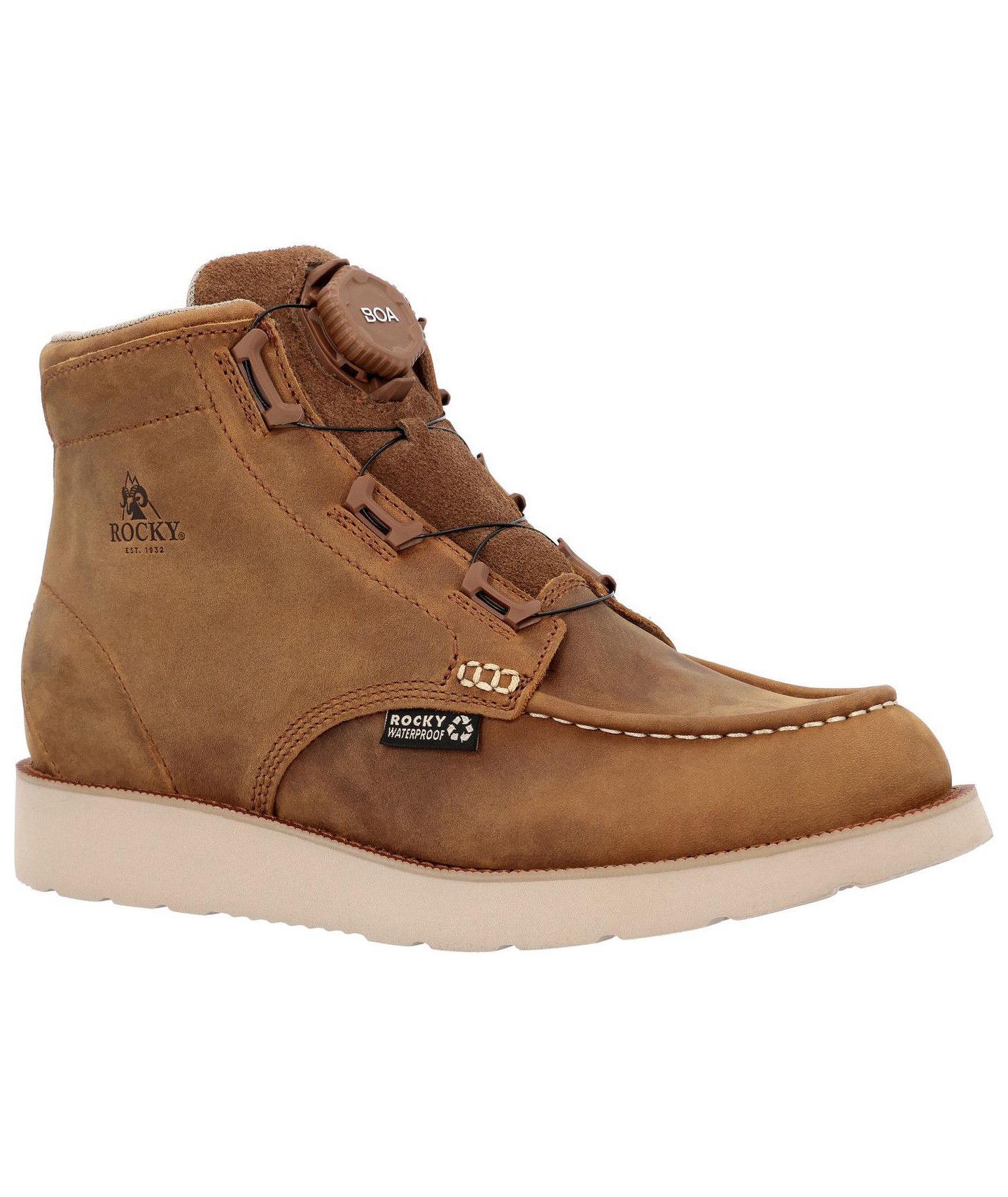 Мужские ботинки ROCKY MonoCrepe Wedge BOA Work Boot, цвет: Коричневый — фото 4