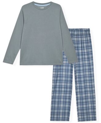 Boys' 6-18 Long-Sleeve Plaid Pajama, 2-Piece Set