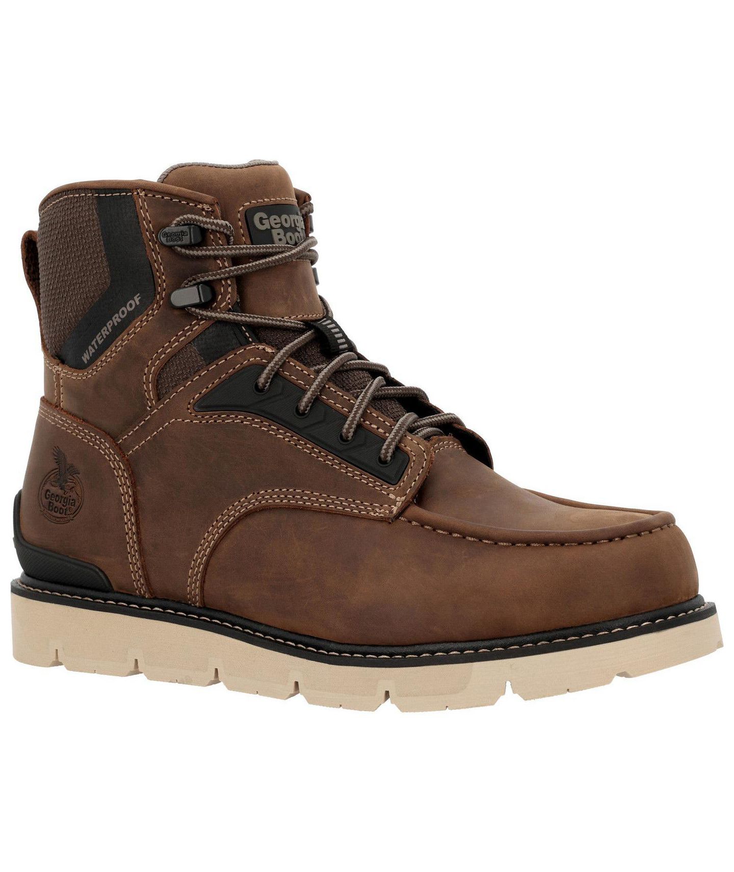 Мужские ботинки GEORGIA BOOT 6" Carbon Flex Wedge Waterproof Moc-Toe Work Boot, цвет: Коричневый — фото 6