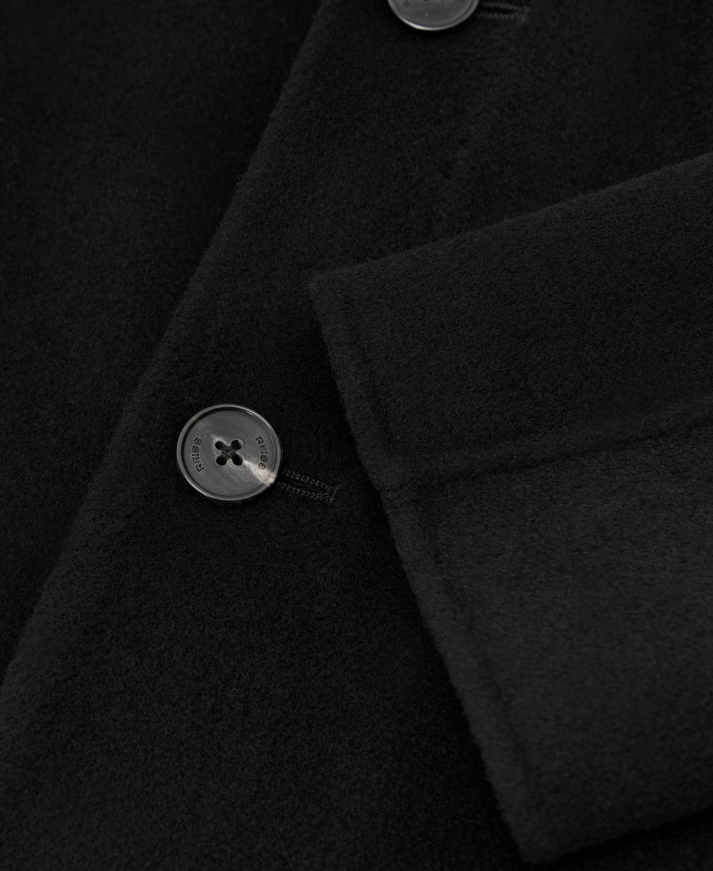 Мужское пальто REISS Epsom Wool-Blend Notch-Lapel Overcoat, цвет: Чёрный — фото 3